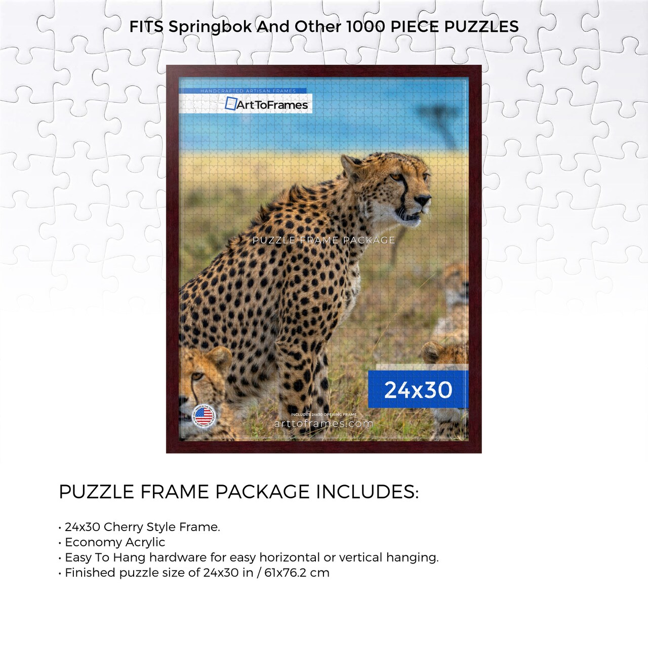 ArtToFrames 24x30 INCH / 61x76.2 CM Puzzle Frame for 1000 piece Puzzles.This 1.25 Inch Custom MDF Frame for Puzzles Comes with Economy Acrylic, Available in Multiple Colors
